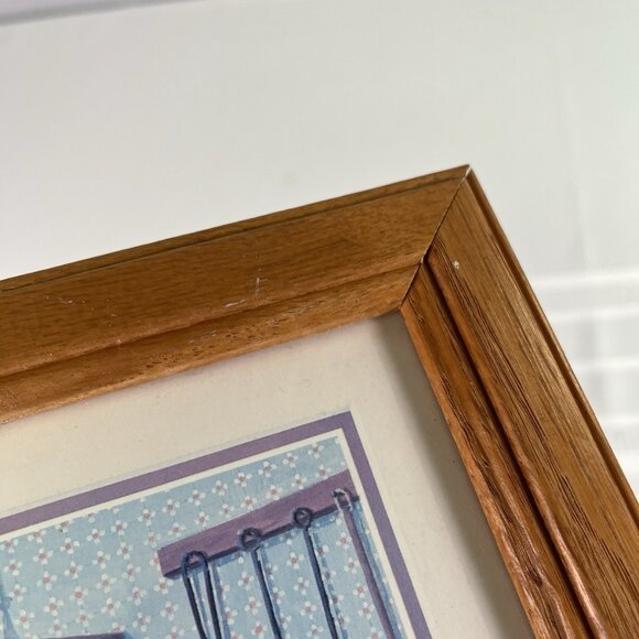 VTG 80s Sarnoff Litho USA Primitive Country Kitchen Prints Set of 2 Oak Frame - Picture 9 of 10